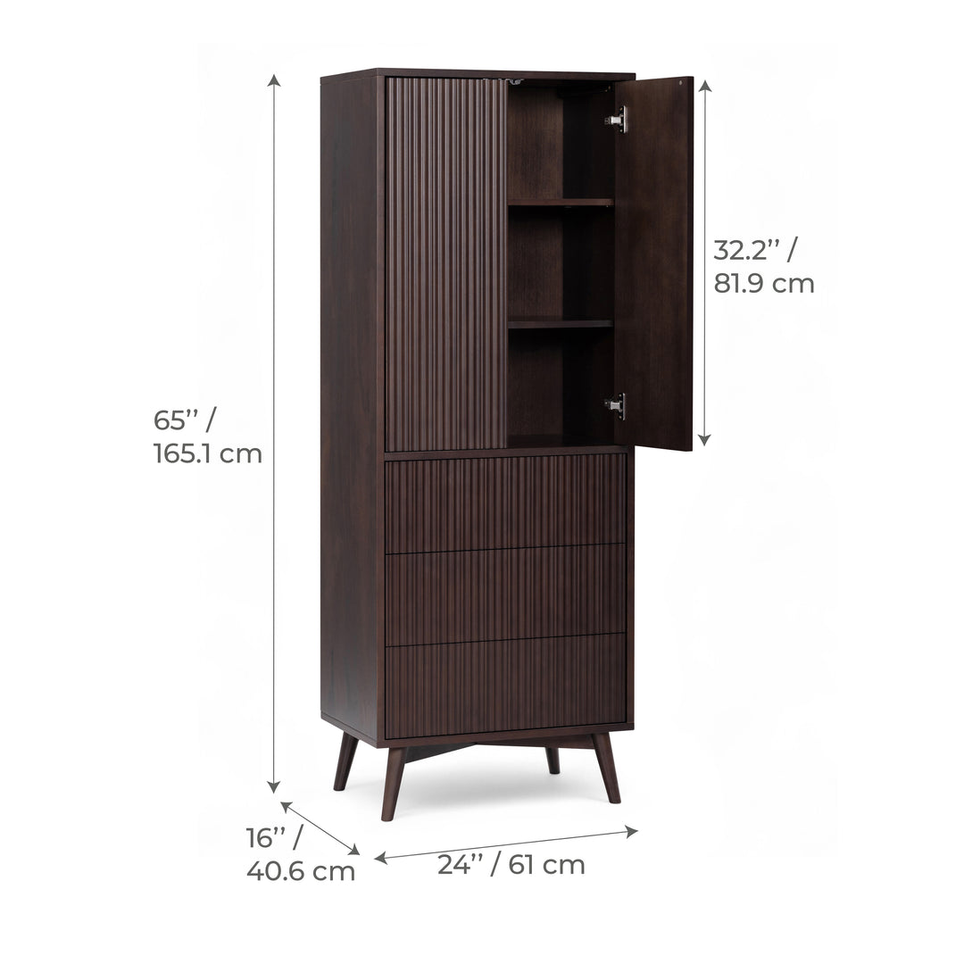Tremolo 24'' Wide Wooden Linen Cabinet with 2 Doors & 3 Drawers by Teamson Home