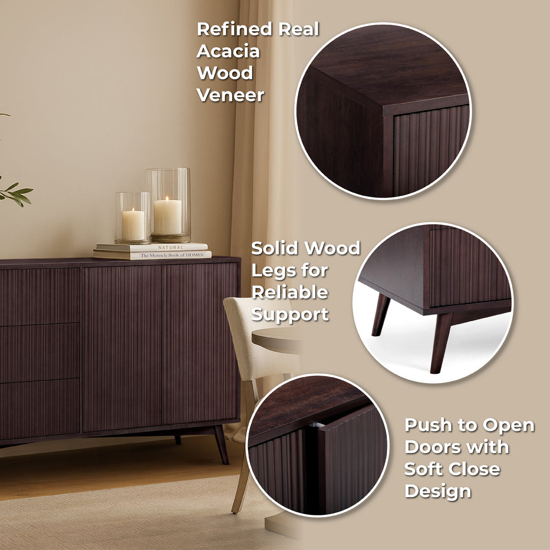 Tremolo 55'' Wide Wooden Sideboard with 2 Doors & 3 Draawers by Teamson Home