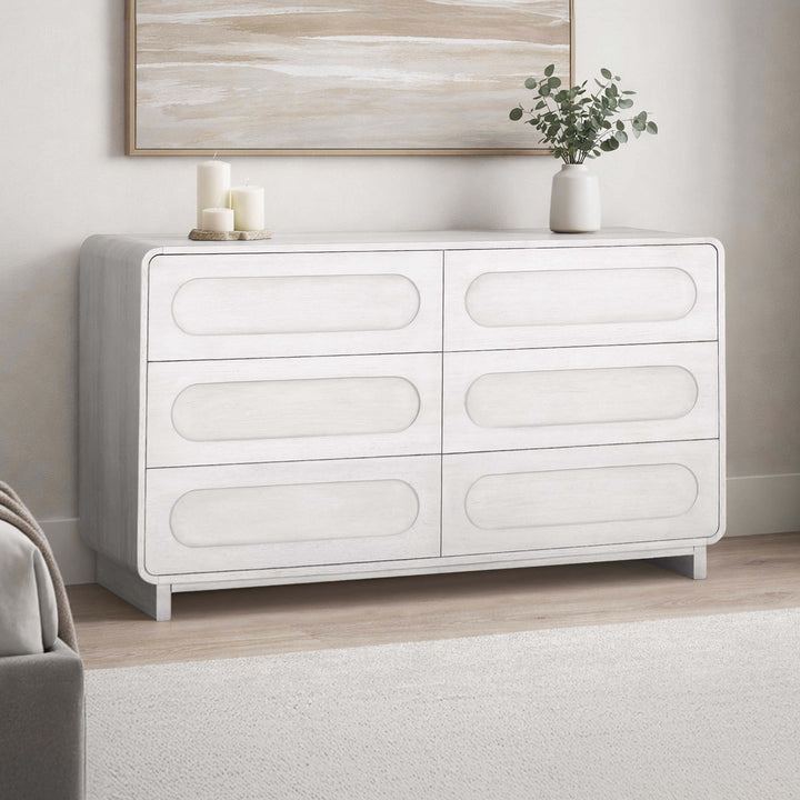 Tenley 55'' W Oak Veneer 6-Drawer Dresser with Push-Open Drawers by Teamson Home