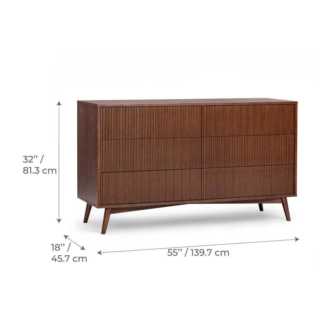 Tremolo 30'' Wide Wooden 6-Drawer Horizontal Dresser with Fluted Fronts by Teamson Home