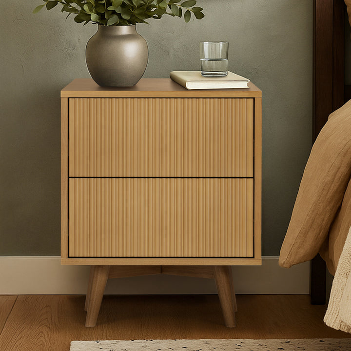 Tremolo 20'' Wide Wooden 2-Drawer Nightstand with Fluted Fronts by Teamson Home