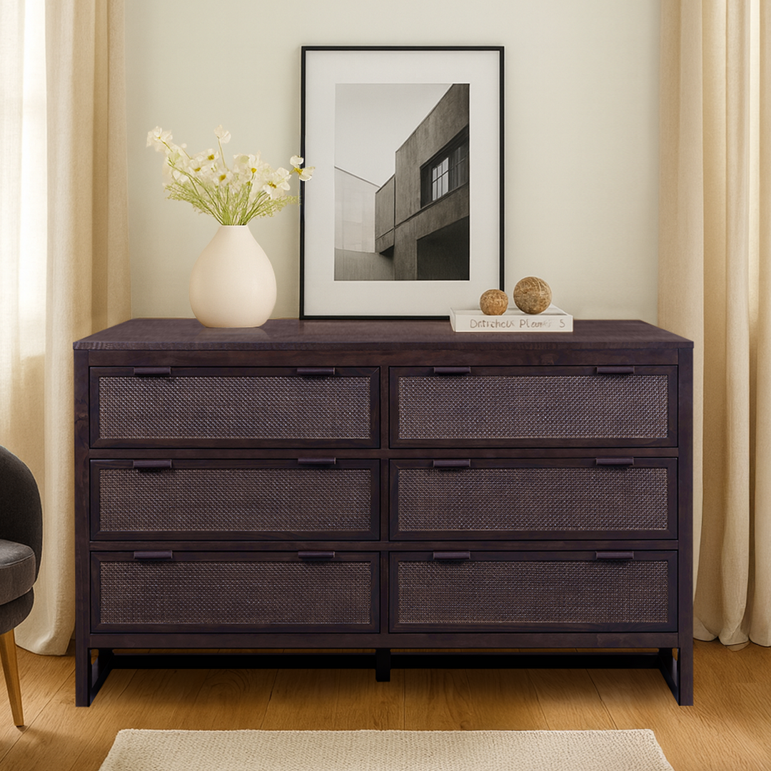 Hatteras 55'' Wide Wood Dresser with 6 Drawers by Teamson Home