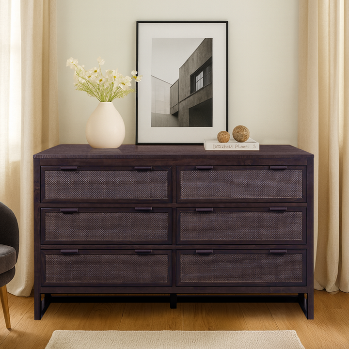 Hatteras 55'' Wide Wood Dresser with 6 Drawers by Teamson Home