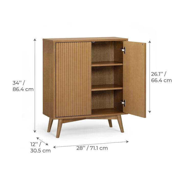 Tremolo 28'' Wide Mixed Woods Accent Cabinet with Fluted Fronts by Teamson Home