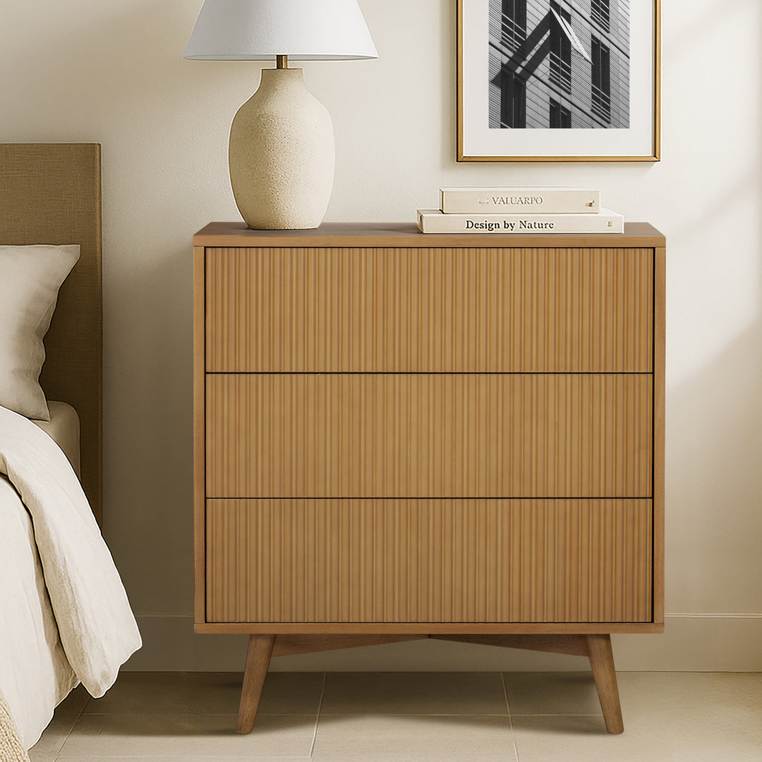 Tremolo 30'' Wide Wooden 3-Drawer Dresser with Fluted Fronts by Teamson Home
