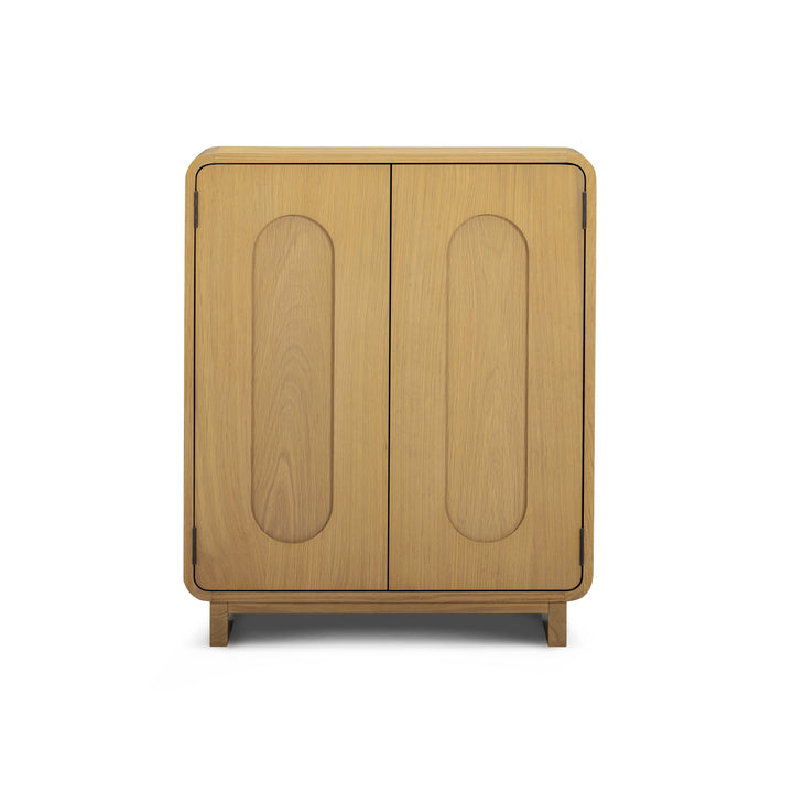 Tenley 28'' W Oak Veneer Accent Cabinet with Recessed Handle & Adjustable Shelf by Teamson Home