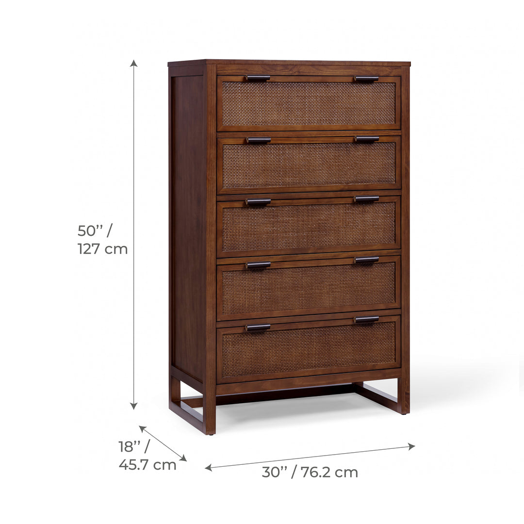 Hatteras 30'' Wide Wood Dresser with 5 Drawers by Teamson Home