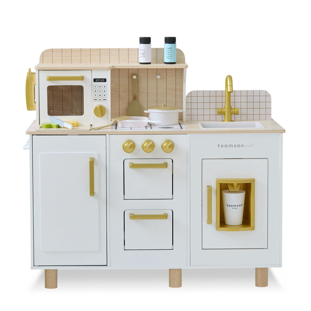 Wooden Play Kitchen with 17 Accessories, White - Little Chef Hampton by Teamson Kids