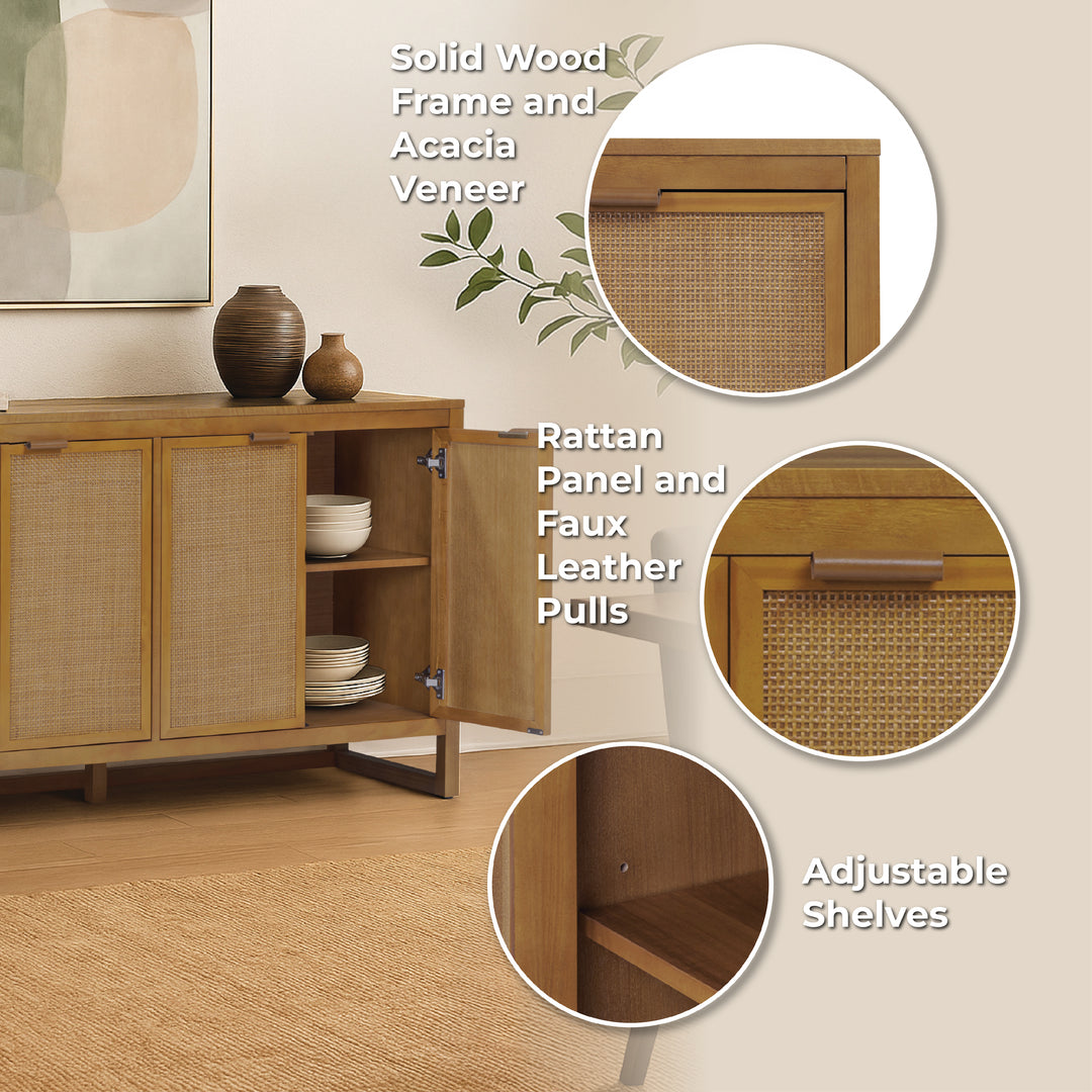 Hatteras 55'' Wide Wood Sideboard Cabinet with 4 Doors by Teamson Home
