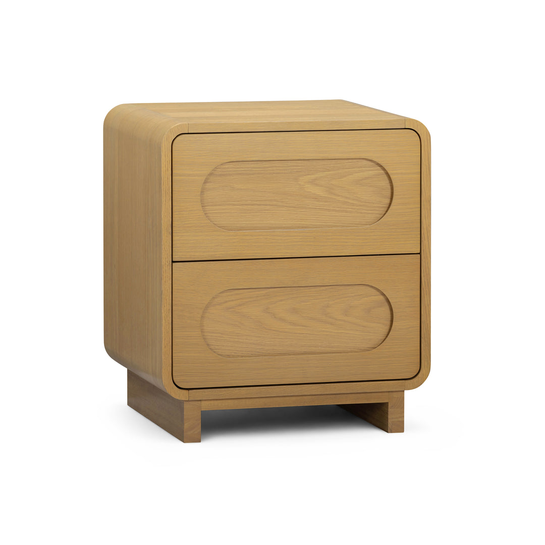 Tenley 20'' W Oak Veneer 2-Drawer Nightstand with Push-Open Drawers by Teamson Home