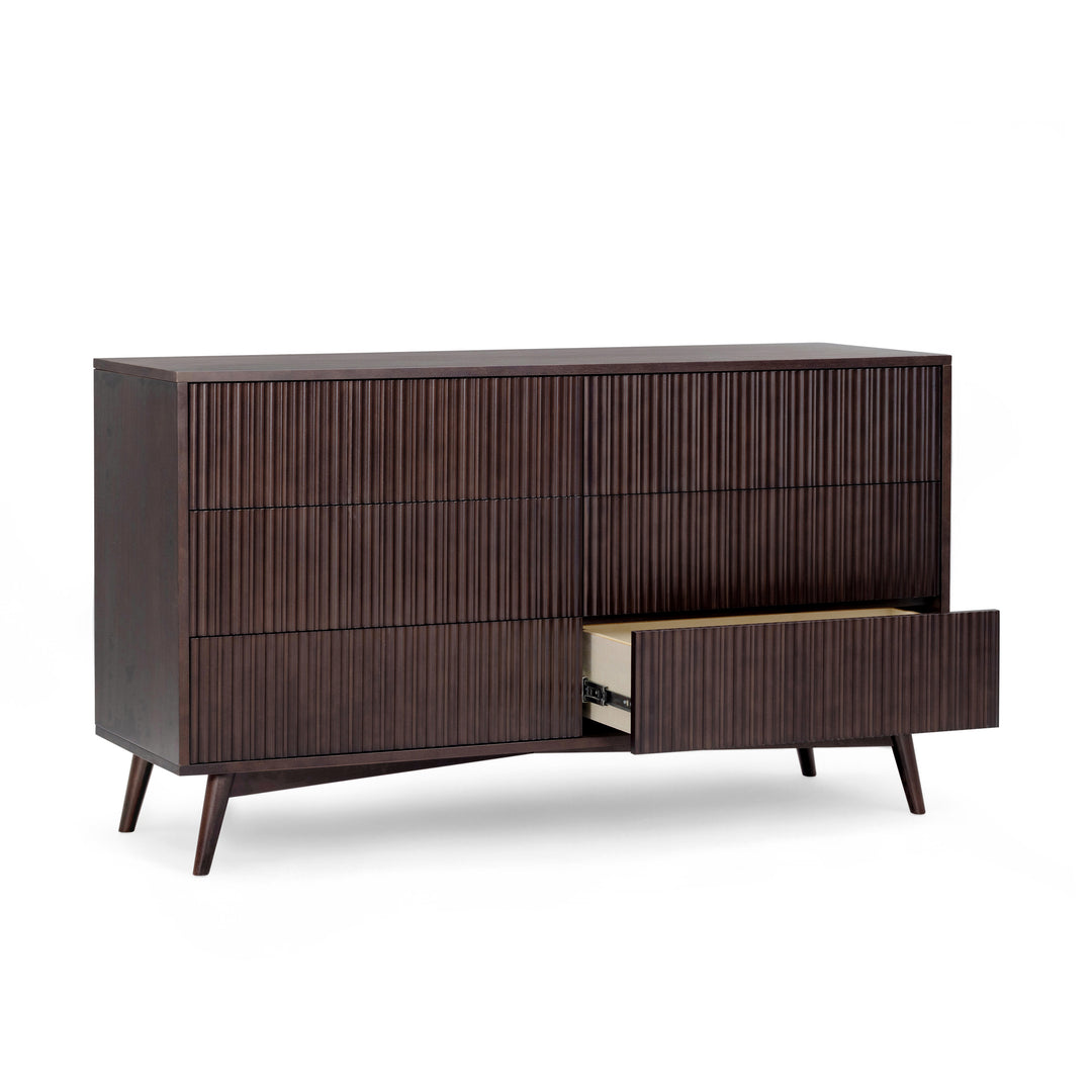 Tremolo 30'' Wide Wooden 6-Drawer Horizontal Dresser with Fluted Fronts by Teamson Home