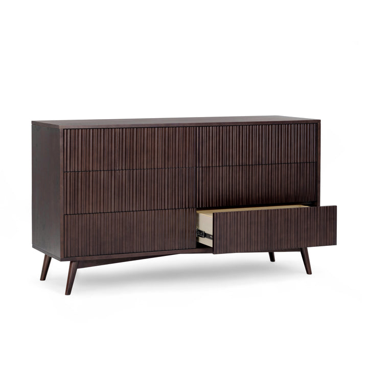 Tremolo 30'' Wide Wooden 6-Drawer Horizontal Dresser with Fluted Fronts by Teamson Home