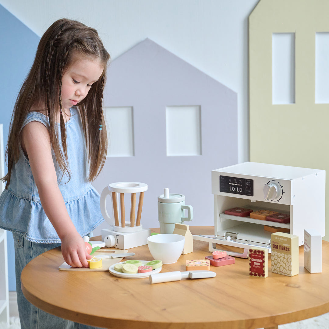 Wooden Healthy Dessert Set with 27 Accessories, White - Little Chef Santa Barbara by Teamson Kids