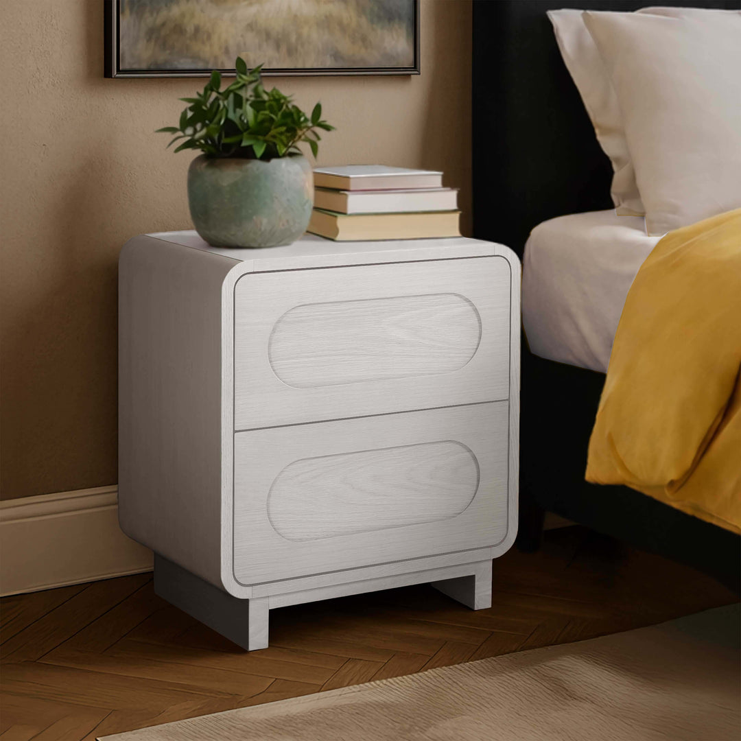 Tenley 20'' W Oak Veneer 2-Drawer Nightstand with Push-Open Drawers by Teamson Home