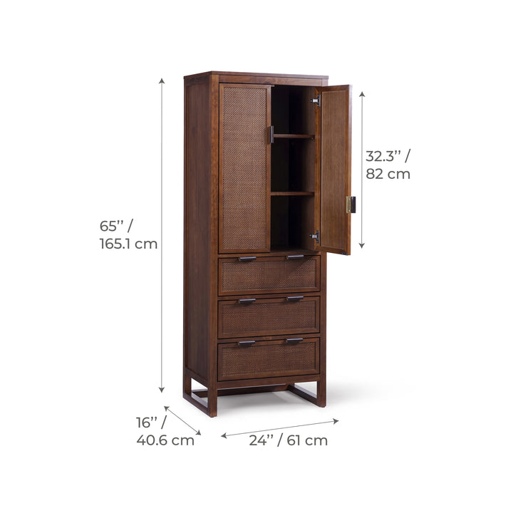 Hatteras 24'' Wide Wood Linen Cabinet with Drawers and Shelved Compartments by Teamson Home