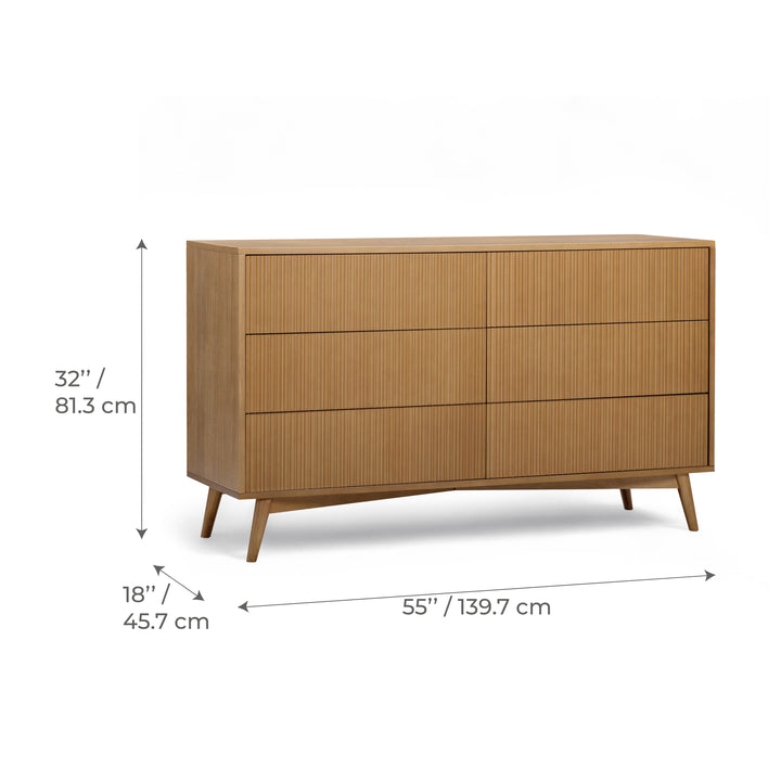 Tremolo 30'' Wide Wooden 6-Drawer Horizontal Dresser with Fluted Fronts by Teamson Home
