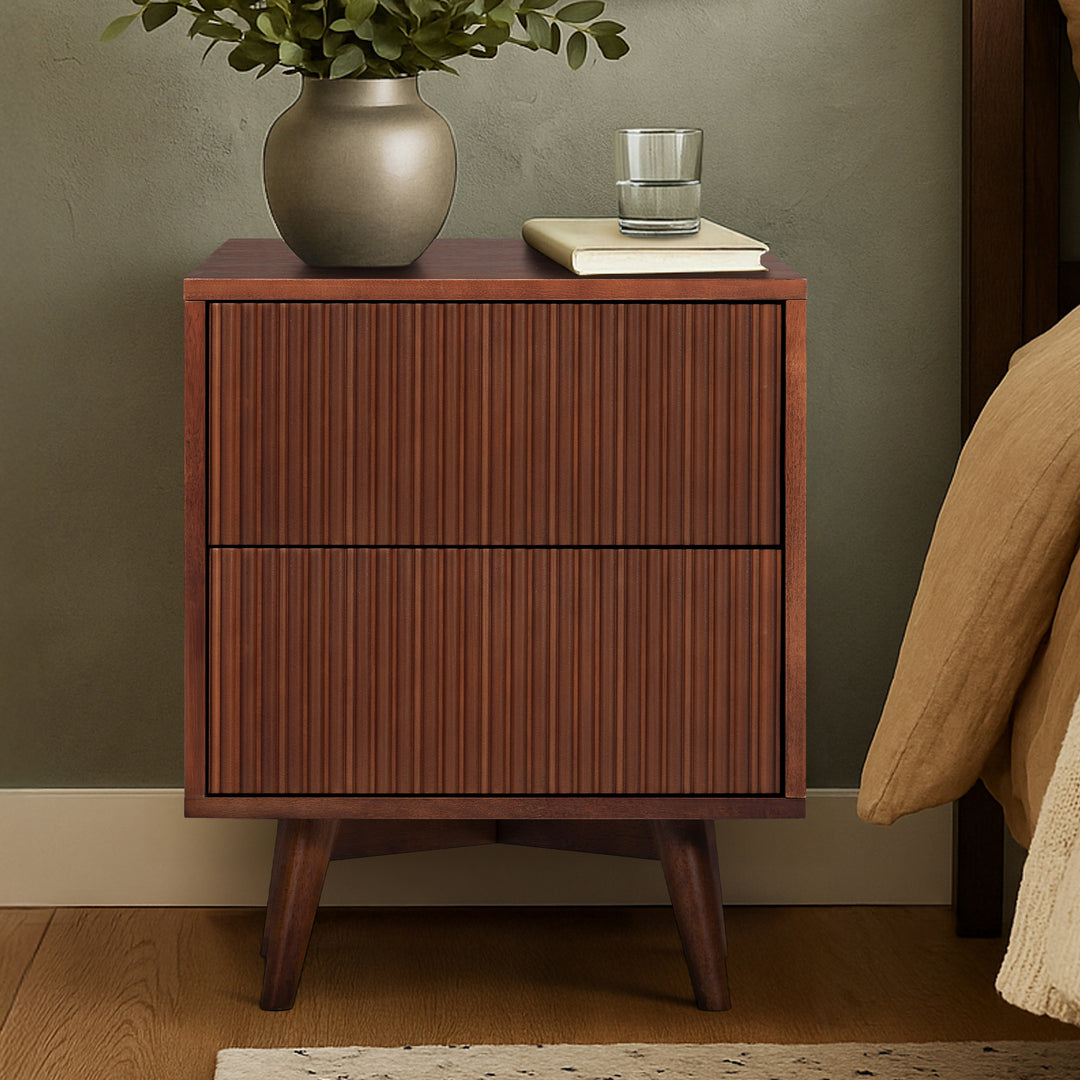 Tremolo 20'' Wide Wooden 2-Drawer Nightstand with Fluted Fronts by Teamson Home