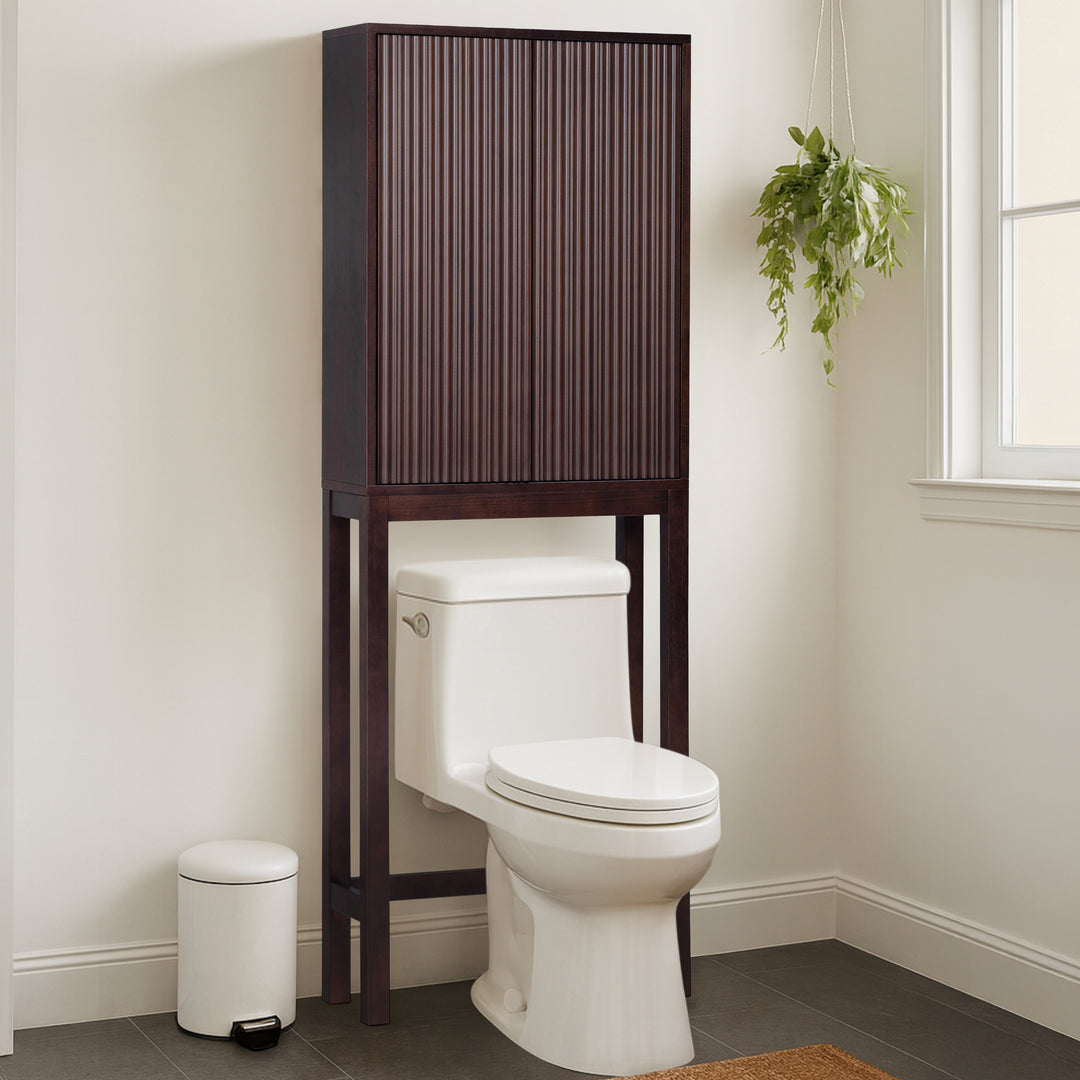 Tremolo 24'' Wide Wooden Over the Toilet Cabinet with Fluted Fronts by Teamson Home