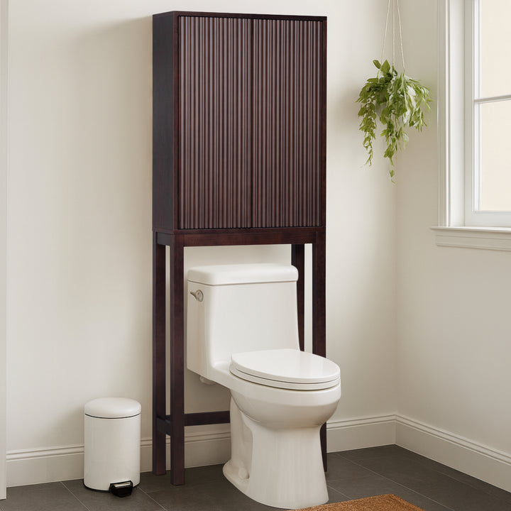 Tremolo 24'' Wide Wooden Over the Toilet Cabinet with Fluted Fronts by Teamson Home