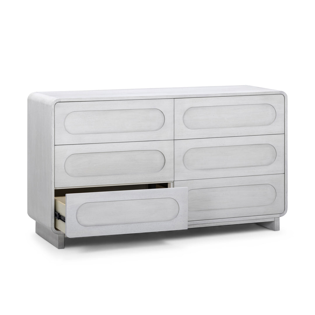 Tenley 55'' W Oak Veneer 6-Drawer Dresser with Push-Open Drawers by Teamson Home
