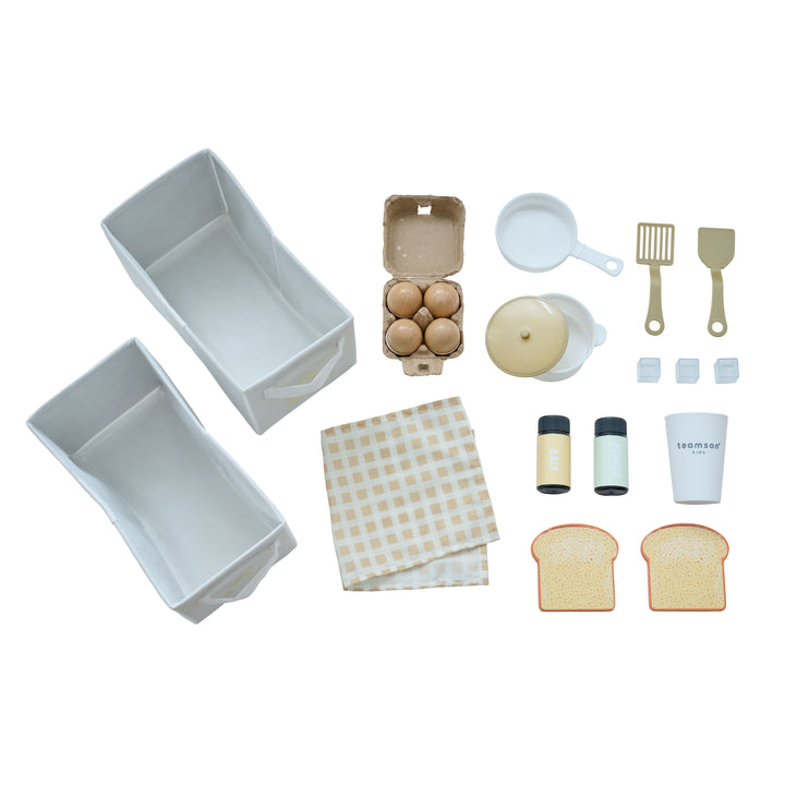 3-Pcs Wooden Play Kitchen with 21 Accessories, Green - Little Chef Savannah by Teamson Kids