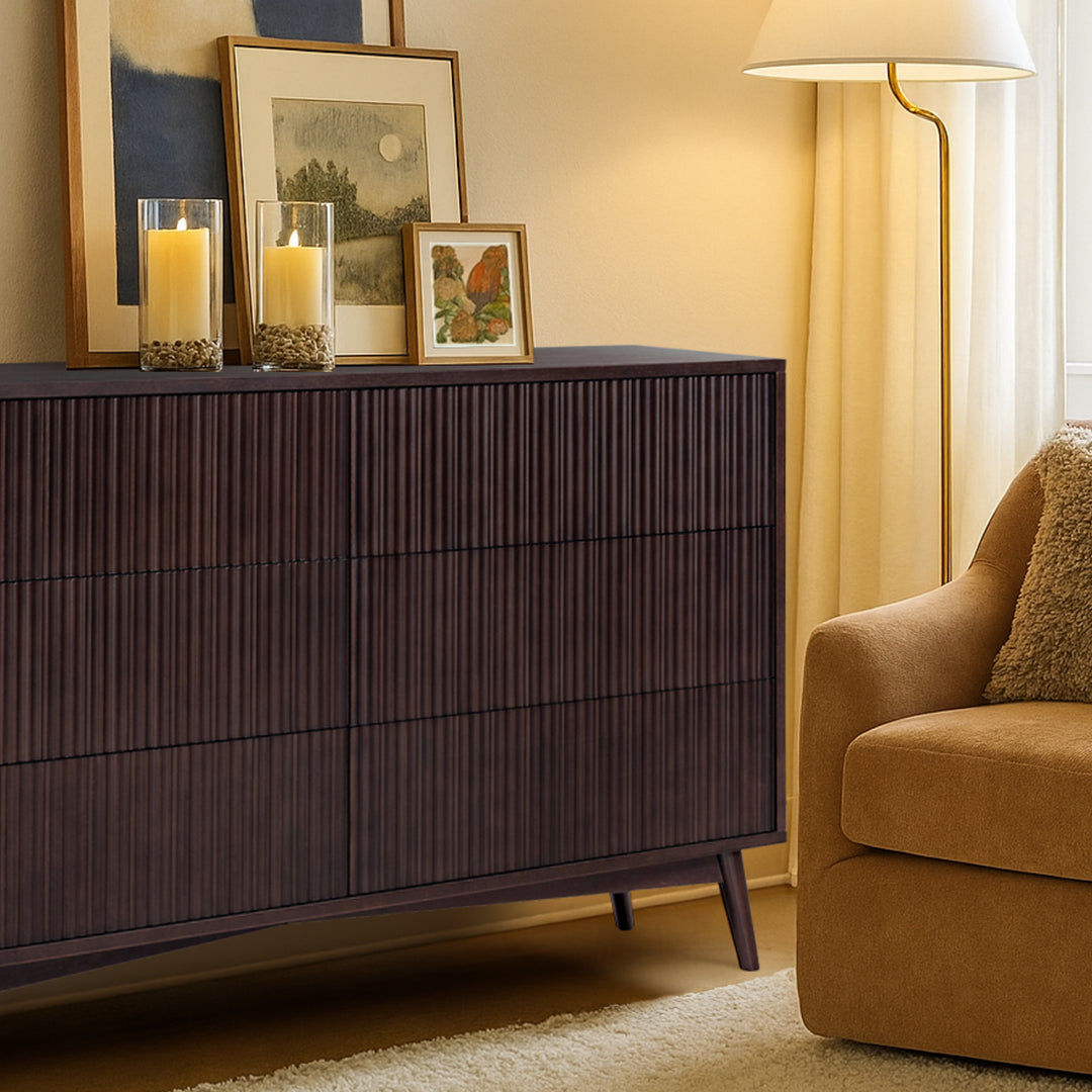 Tremolo 30'' Wide Wooden 6-Drawer Horizontal Dresser with Fluted Fronts by Teamson Home