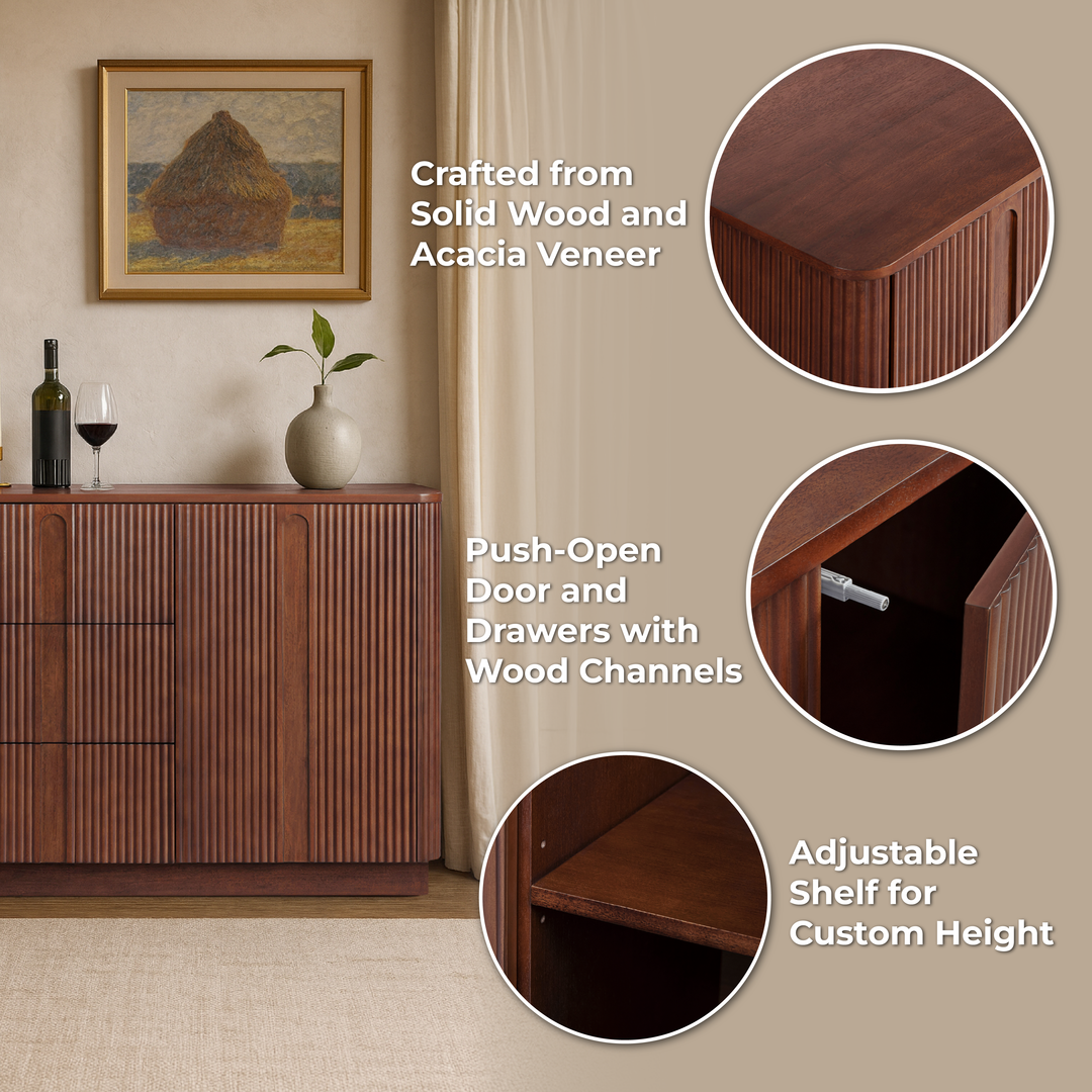Potomac 42'' W Solid Wood Frame Sideboard with 3 Drawers and 1 Door