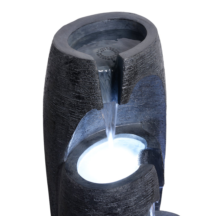 3-Tier Cascading Urn Outdoor Water Fountain with Cool Glow Lighting