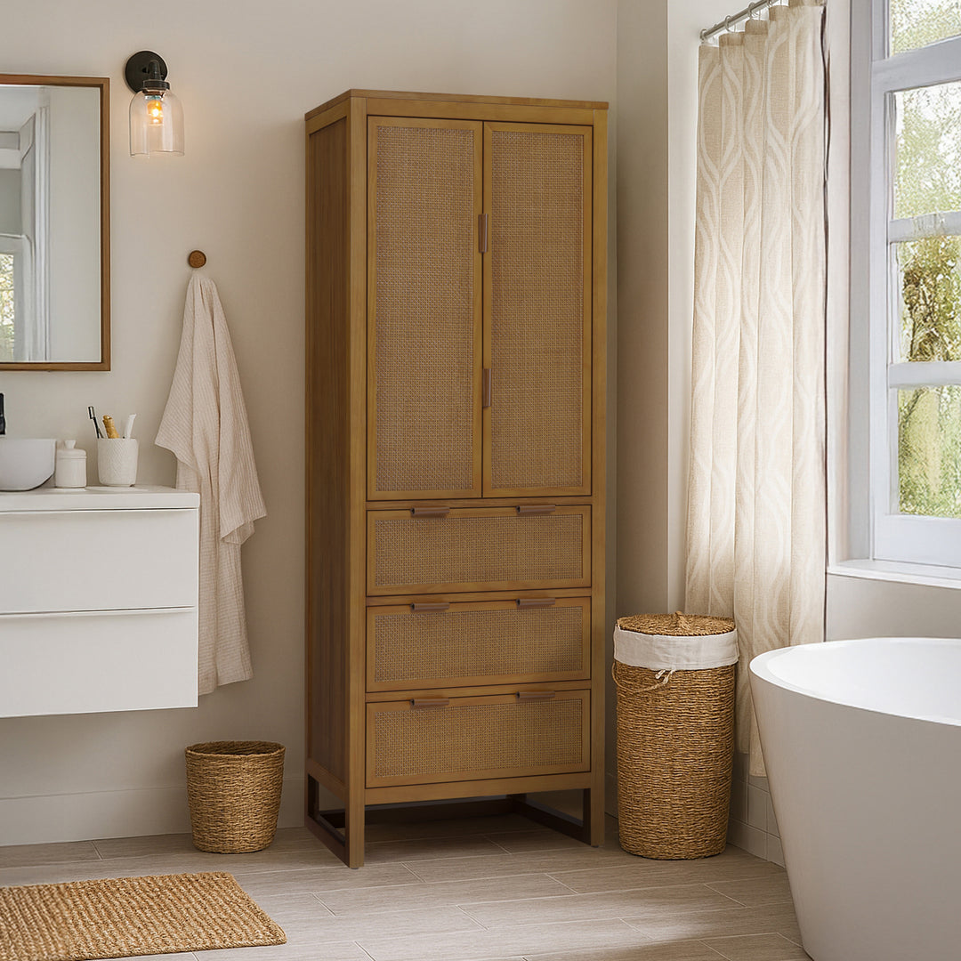 Hatteras 24'' Wide Wood Linen Cabinet with Drawers and Shelved Compartments by Teamson Home