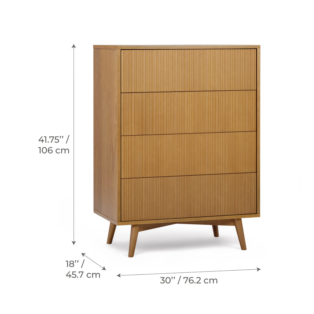 Tremolo 30'' Wide Wooden 4-Drawer Dresser with Fluted Fronts by Teamson Home