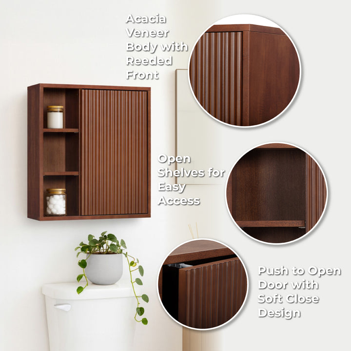 Tremolo 22'' Wide Wooden 1-Door Wall Cabinet with Open Storage by Teamson Home