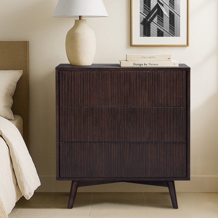 Tremolo 30'' Wide Wooden 3-Drawer Dresser with Fluted Fronts by Teamson Home
