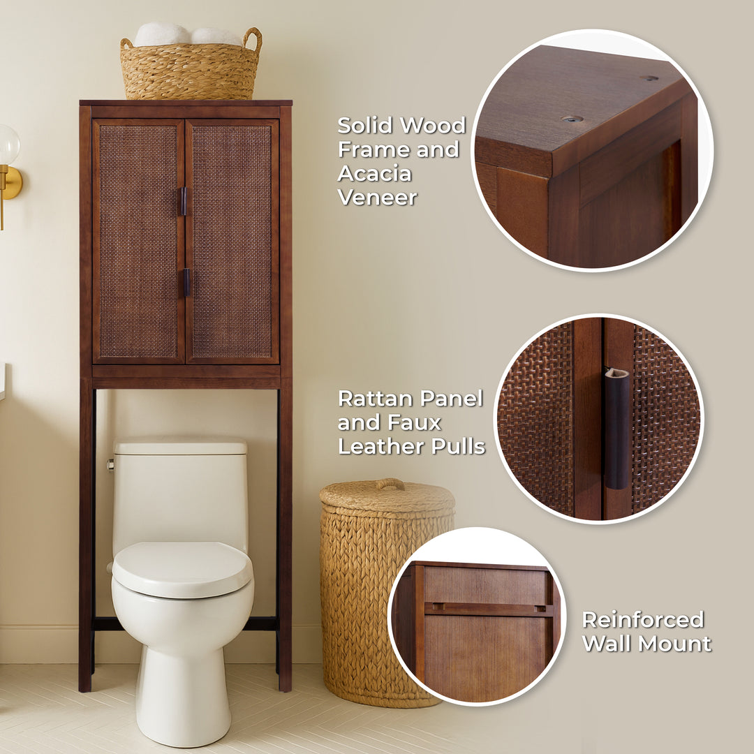 Hatteras 24'' Wide Wood Over the Toilet Cabinet  with 2 Doors by Teamson Home