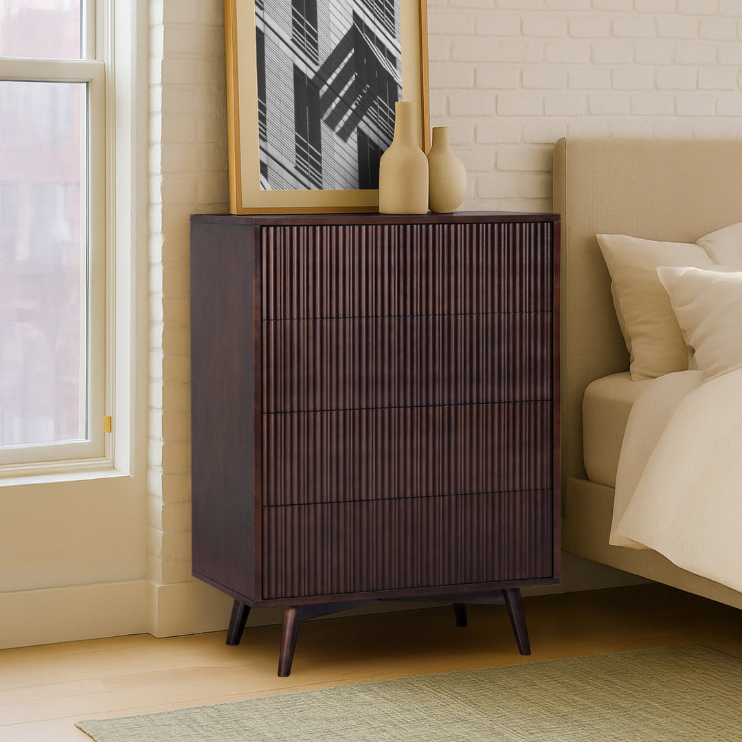 Tremolo 30'' Wide Wooden 4-Drawer Dresser with Fluted Fronts by Teamson Home