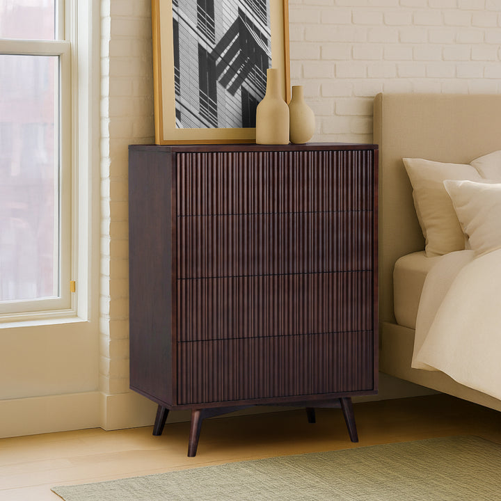 Tremolo 30'' Wide Wooden 4-Drawer Dresser with Fluted Fronts by Teamson Home