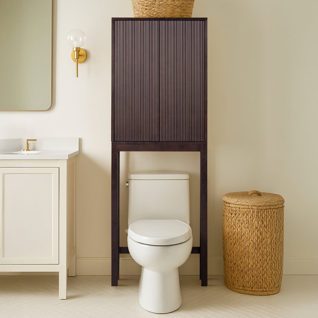 Tremolo 24'' Wide Wooden Over the Toilet Cabinet with Fluted Fronts by Teamson Home
