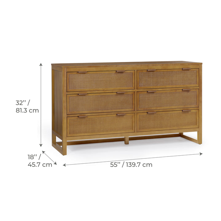 Hatteras 55'' Wide Wood Dresser with 6 Drawers by Teamson Home