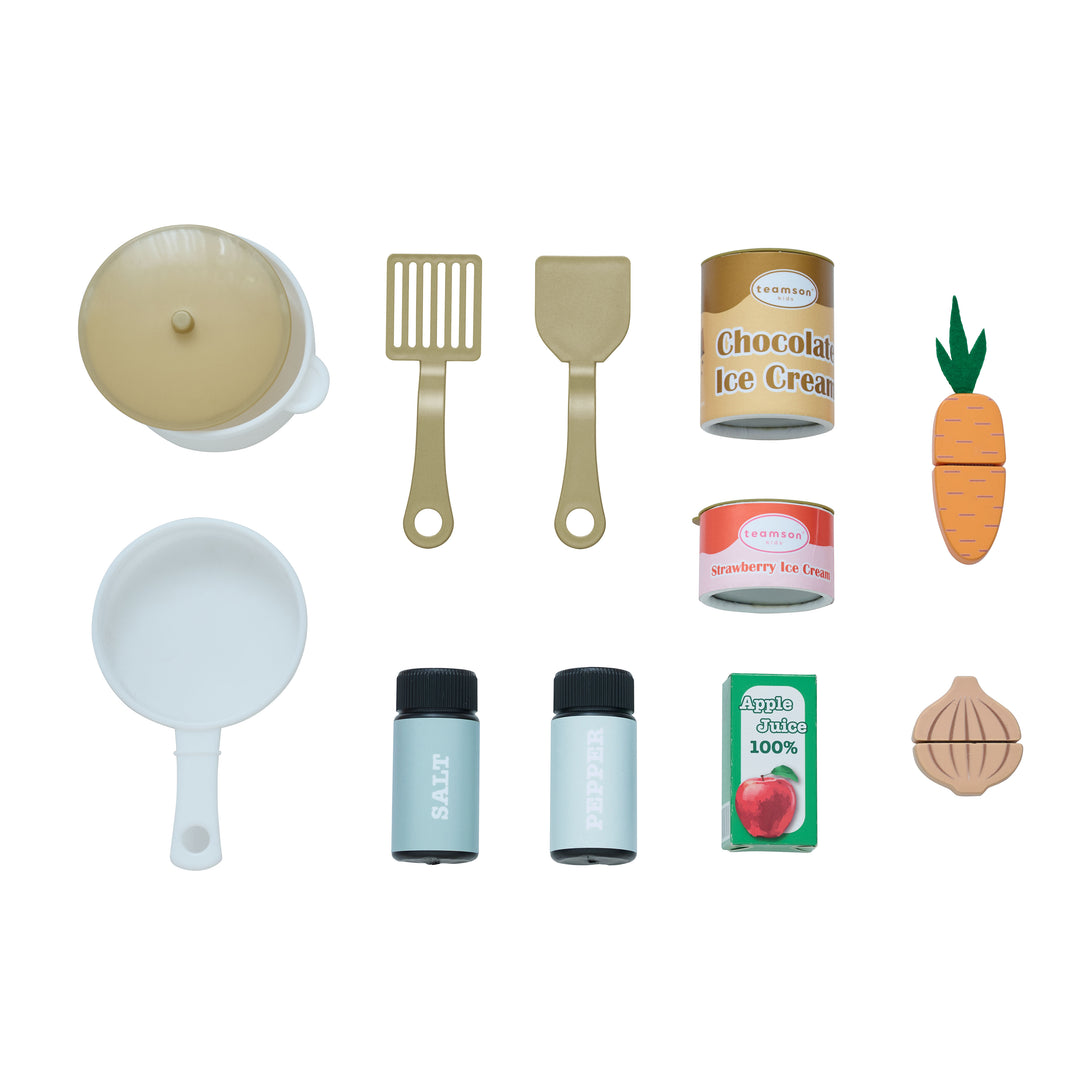 Wooden Play Kitchen with 12 Accessories, Blue - Little Chef Chester by Teamson Kids