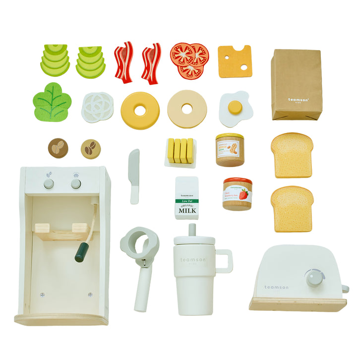Heathy Breakfast To Go with 27 Accessories, White - Little Chef Santa Barbara by Teamson Kids