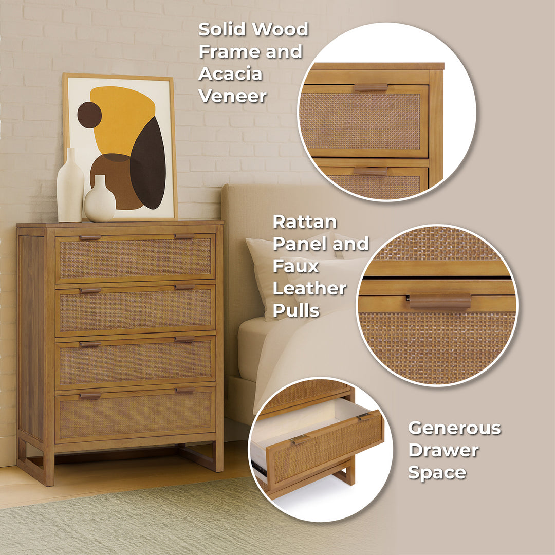 Hatteras 30'' Wide Wood Dresser with 4 Drawers by Teamson Home