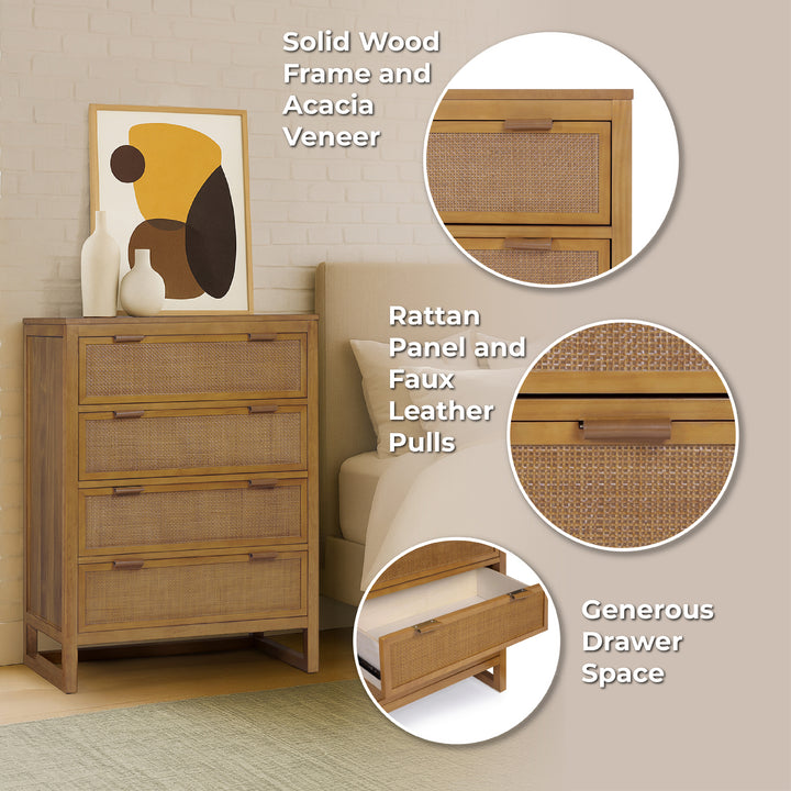 Hatteras 30'' Wide Wood Dresser with 4 Drawers by Teamson Home