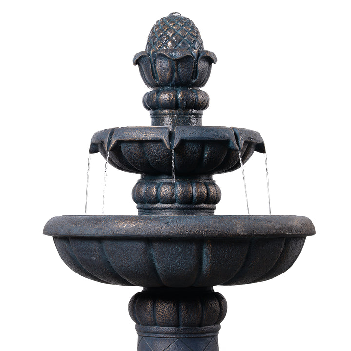 2-Tier Birdbath Water Fountain Outdoor Garden with Shallow Basin