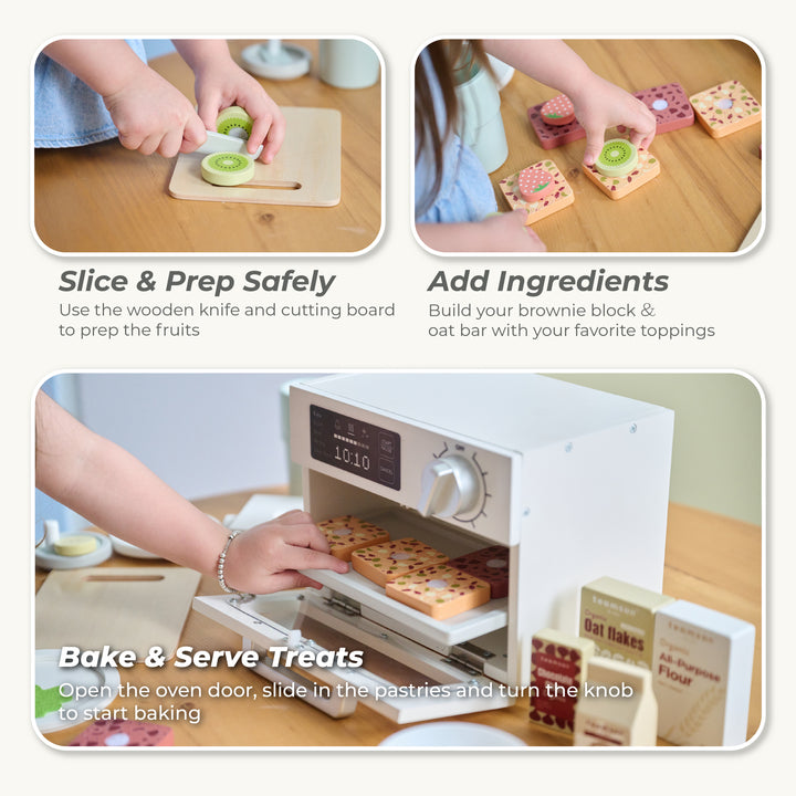 Wooden Healthy Dessert Set with 27 Accessories, White - Little Chef Santa Barbara by Teamson Kids