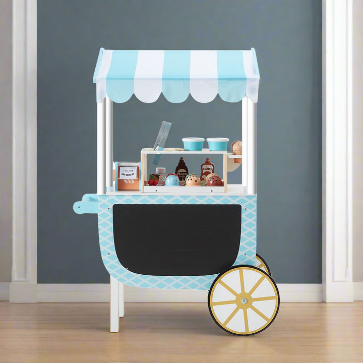 the ice cream cart is displayed in a living room