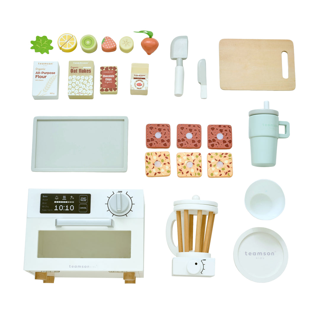 Wooden Healthy Dessert Set with 27 Accessories, White - Little Chef Santa Barbara by Teamson Kids