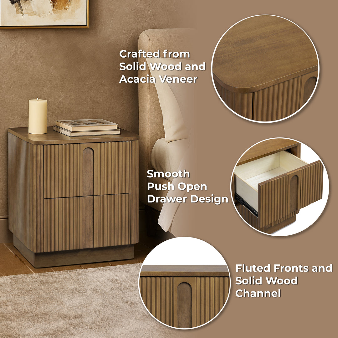 Potomac 20'' W Solid Wood Frame Nightstand with 2 Push to Open Drawers