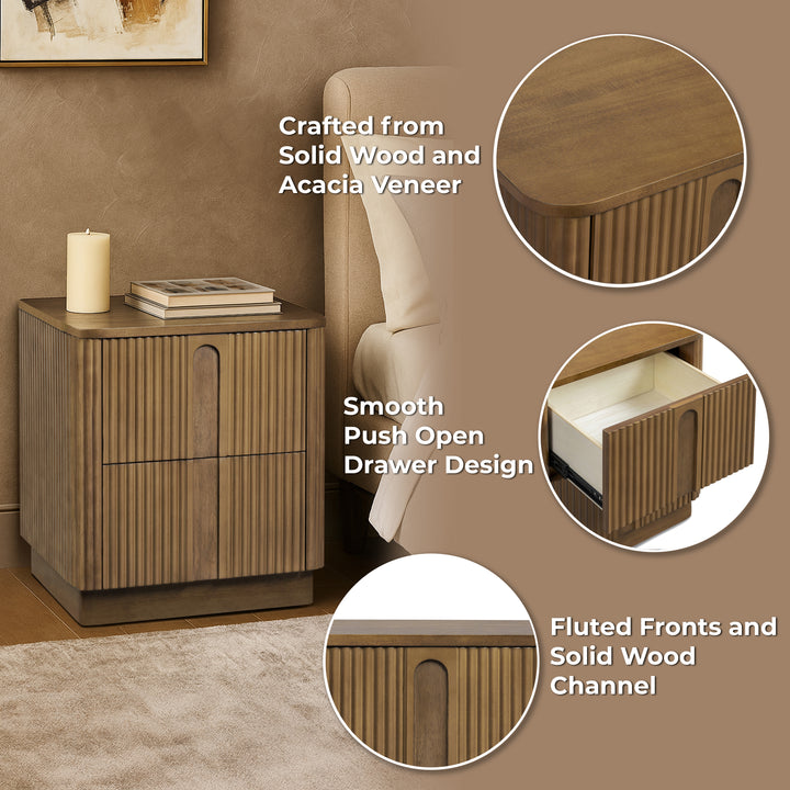 Potomac 20'' W Solid Wood Frame Nightstand with 2 Push to Open Drawers