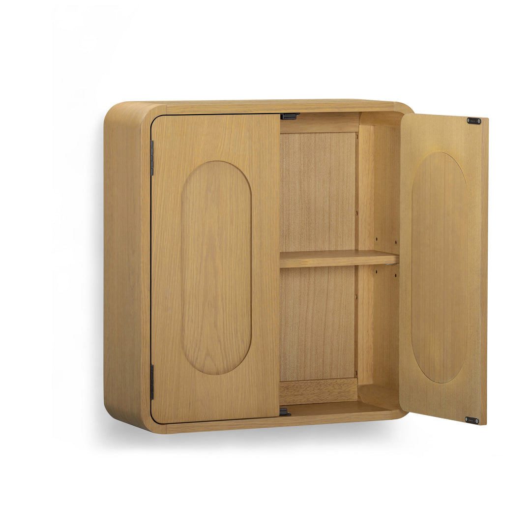 Tenley 22'' W Oak Veneer Wall Cabinet with Recessed Handles & Adjustable Shelf
