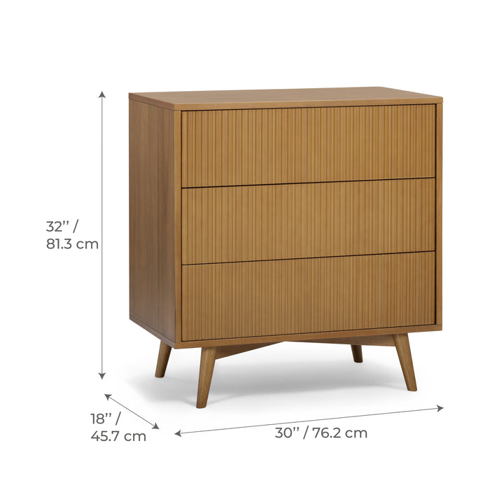 Tremolo 30'' Wide Wooden 3-Drawer Dresser with Fluted Fronts by Teamson Home