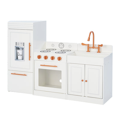 Teamson Kids Little Chef Paris Large Modular Wooden Play Kitchen with Fridge, Oven, Sink, Cabinets, Cooktop, Multiple Layouts and Accessories